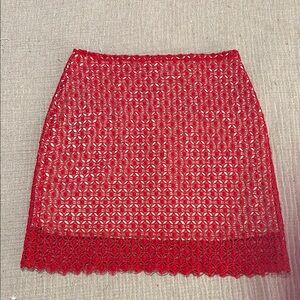 Elegant Red Lace Skirt